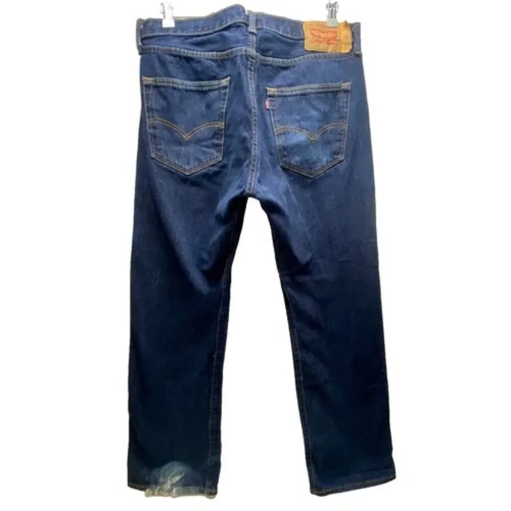 Levi's 501 Jeans Men's (36x30 Tag) Blue Straight Reg Button Fly Jean (35x29 Fit)
